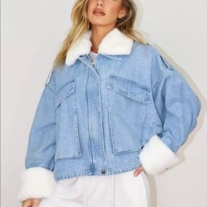 Missguided Faux Fur Trim Denim Jacket